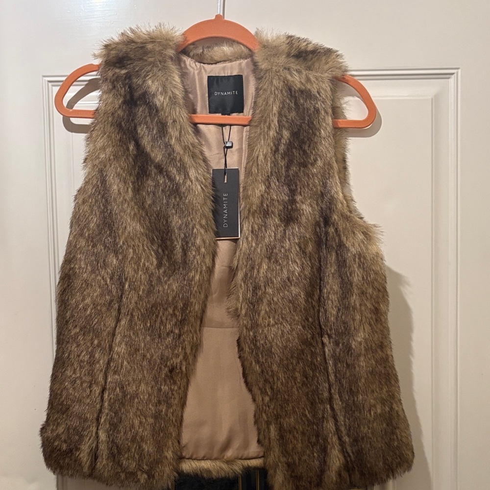 Dynamite Tan Faux Fur Vest